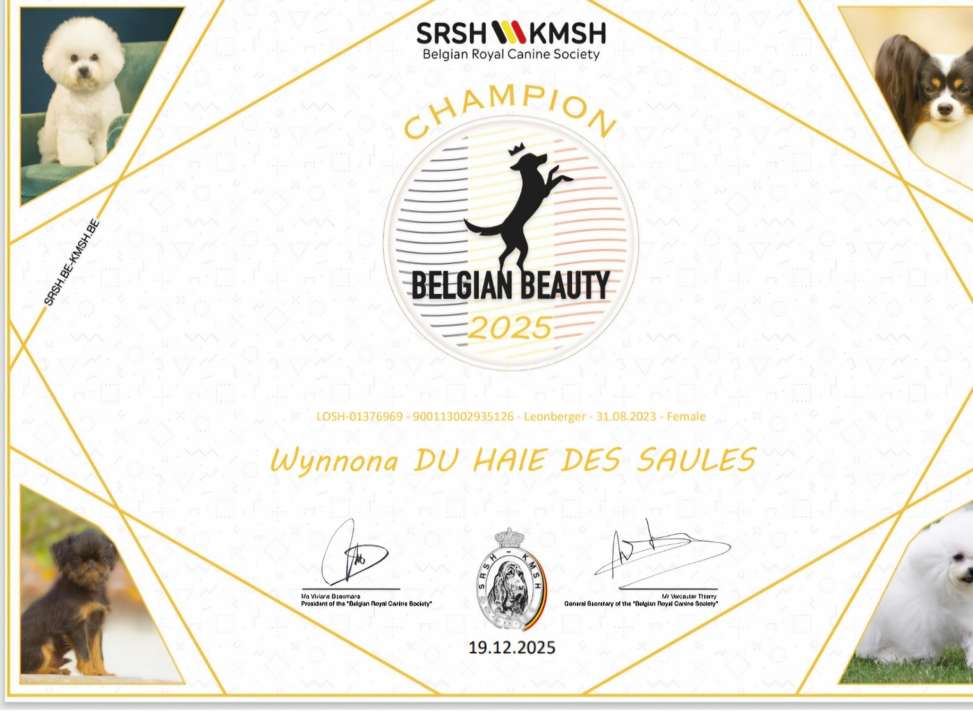 Du Haie Des Saules - Championne de BELGIQUE